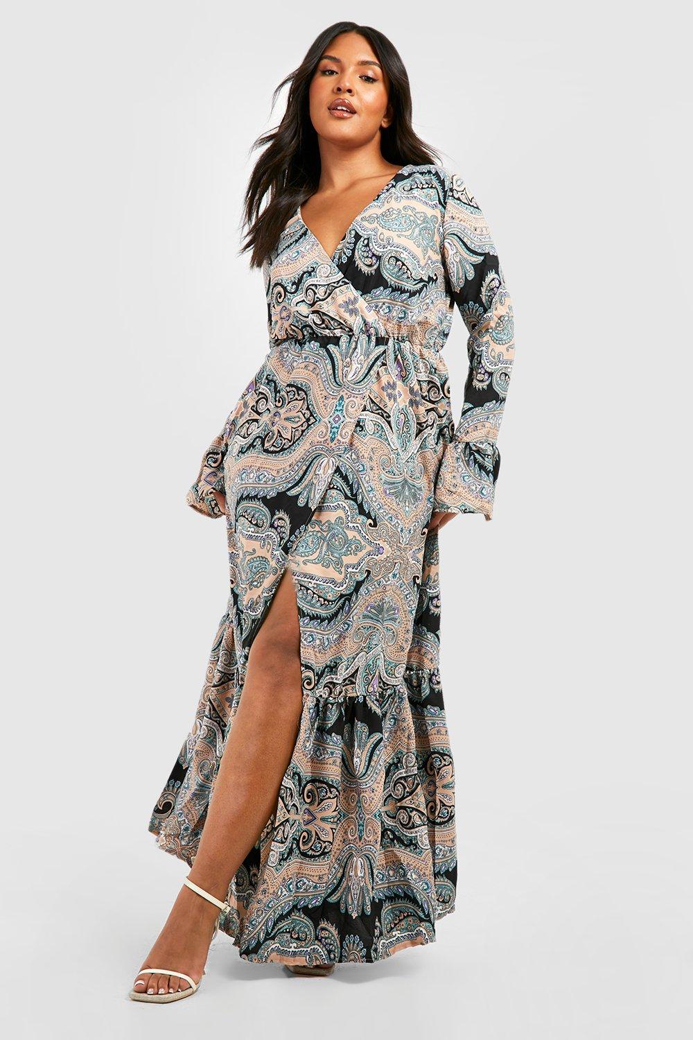 Women's Plus Paisley Wrap Maxi Dress | Boohoo UK